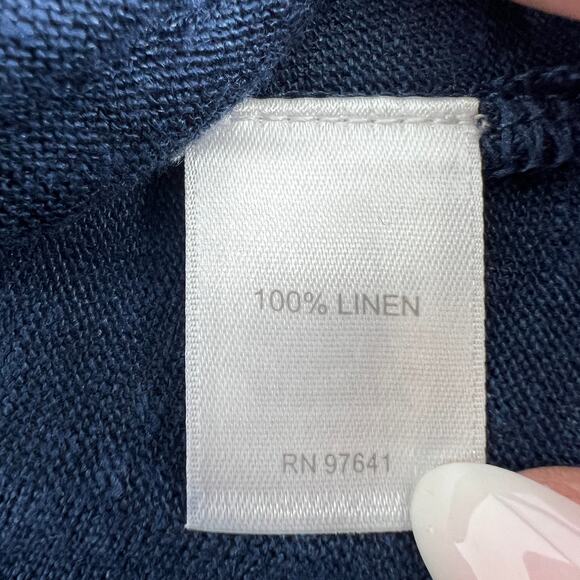 J. Jill Navy Linen Lightweight Cardigan Ruched Sleeve Size S - Picture 9 of 11